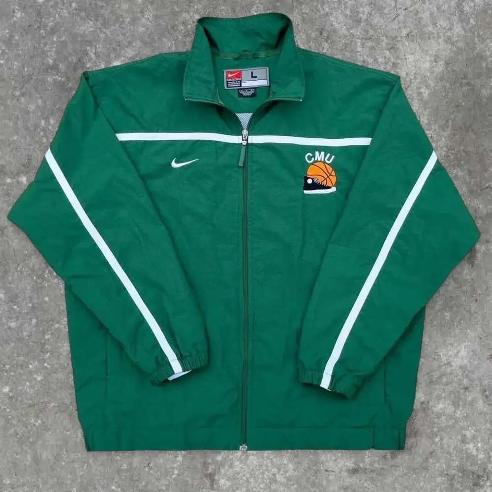 Vintage Nike CMU Basketball Green Full Zip Windbreaker Jacket Size L